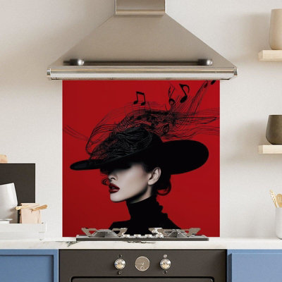 Choose Your Print Premium 60 X 60Cm Black Music 6mm Glass Toughened Kitchen SplashbackHeat Resistant Polished Edges from B&Q