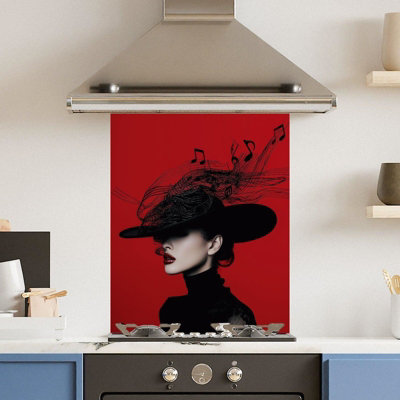 Choose Your Print Premium 60 X 75Cm Black Music 6mm Glass Toughened Kitchen SplashbackHeat Resistant Polished Edges from B&Q