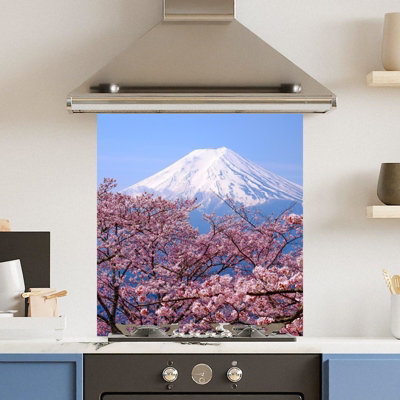 Choose Your Print Premium 60 X 65Cm Cherry Blosso 6mm Glass Toughened Kitchen SplashbackHeat Resistant Polished Edges from B&Q