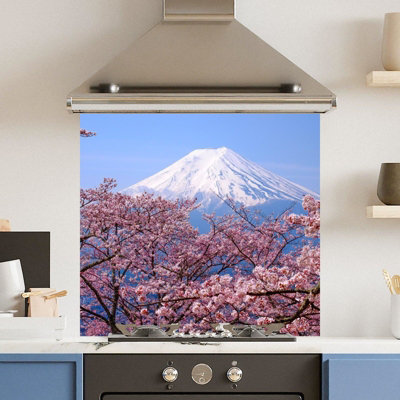 Choose Your Print Premium 70 X 65Cm Cherry Blosso 6mm Glass Toughened Kitchen SplashbackHeat Resistant Polished Edges from B&Q