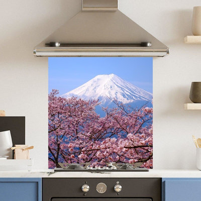 Choose Your Print Premium 70 X 75Cm Cherry Blosso 6mm Glass Toughened Kitchen SplashbackHeat Resistant Polished Edges from B&Q