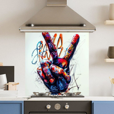 Choose Your Print Premium 60 X 60Cm Colourful Peace 6mm Glass Toughened Kitchen SplashbackHeat Resistant Polished Edges from B&Q