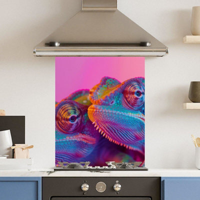 Choose Your Print Premium 60 X 75Cm Colourful Chameleon 6mm Glass Toughened Kitchen SplashbackHeat Resistant Polished Edges from B&Q