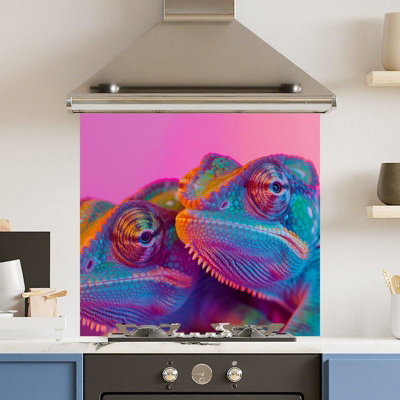 Choose Your Print Premium 70 X 65Cm Colourful Chameleon 6mm Glass Toughened Kitchen SplashbackHeat Resistant Polished Edges from B&Q