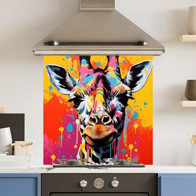 Choose Your Print Premium 60 X 60Cm Colour Giraffe 6mm Glass Toughened Kitchen SplashbackHeat Resistant Polished Edges from B&Q