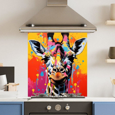 Choose Your Print Premium 60 X 65Cm Colour Giraffe 6mm Glass Toughened Kitchen SplashbackHeat Resistant Polished Edges from B&Q