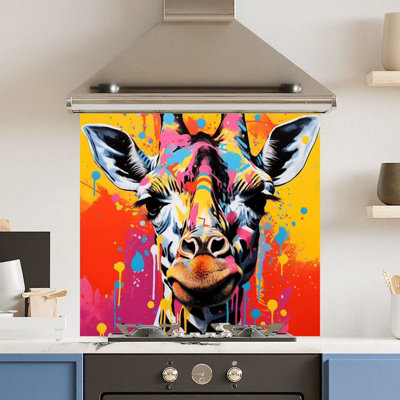 Choose Your Print Premium 70 X 65Cm Colour Giraffe 6mm Glass Toughened Kitchen SplashbackHeat Resistant Polished Edges from B&Q