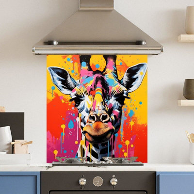 Choose Your Print Premium 70 X 75Cm Colour Giraffe 6mm Glass Toughened Kitchen SplashbackHeat Resistant Polished Edges from B&Q