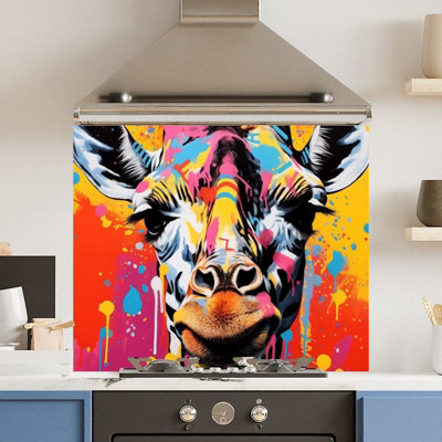 Choose Your Print Premium 90 X 65Cm Colour Giraffe 6mm Glass Toughened Kitchen SplashbackHeat Resistant Polished Edges from B&Q