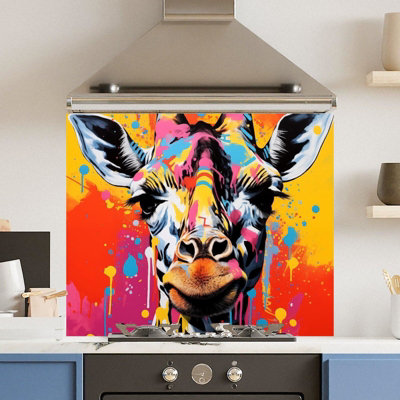 Choose Your Print Premium 90 X 75Cm Colour Giraffe 6mm Glass Toughened Kitchen SplashbackHeat Resistant Polished Edges from B&Q