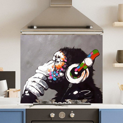 Choose Your Print Premium 90 X 65Cm Colourful Thought 6mm Glass Toughened Kitchen SplashbackHeat Resistant Polished Edges from B&Q
