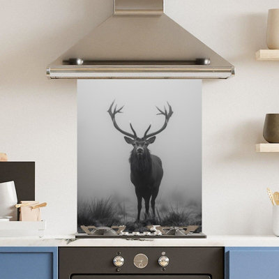 Choose Your Print Premium 60 X 75Cm Dark Mist 6mm Glass Toughened Kitchen SplashbackHeat Resistant Polished Edges from B&Q