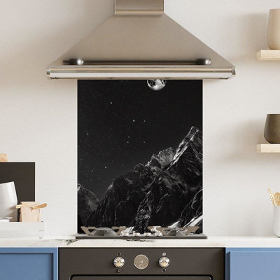 Choose Your Print Premium 60 X 75Cm Full Moon 6mm Glass Toughened Kitchen SplashbackHeat Resistant Polished Edges from B&Q