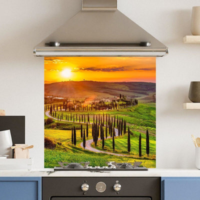 Choose Your Print Premium 60 X 60Cm Italian Field 6mm Glass Toughened Kitchen SplashbackHeat Resistant Polished Edges from B&Q