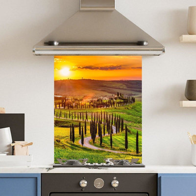 Choose Your Print Premium 60 X 75Cm Italian Field 6mm Glass Toughened Kitchen SplashbackHeat Resistant Polished Edges from B&Q
