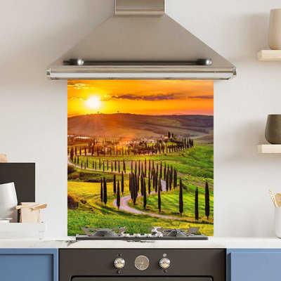 Choose Your Print Premium 70 X 75Cm Italian Field 6mm Glass Toughened Kitchen SplashbackHeat Resistant Polished Edges from B&Q