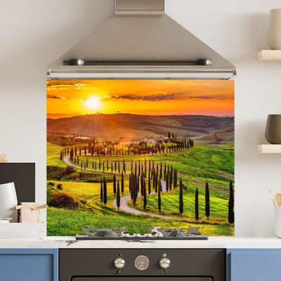 Choose Your Print Premium 90 X 65Cm Italian Field 6mm Glass Toughened Kitchen SplashbackHeat Resistant Polished Edges from B&Q
