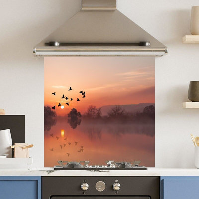 Choose Your Print Premium 60 X 60Cm Misty Morning 6mm Glass Toughened Kitchen SplashbackHeat Resistant Polished Edges from B&Q