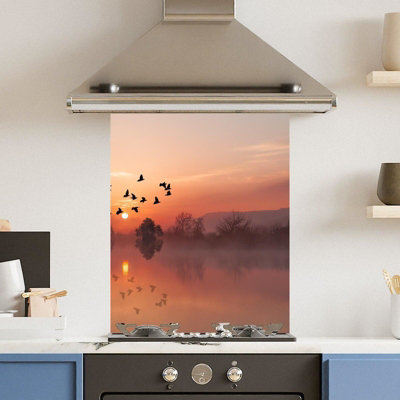 Choose Your Print Premium 60 X 75Cm Misty Morning 6mm Glass Toughened Kitchen SplashbackHeat Resistant Polished Edges from B&Q