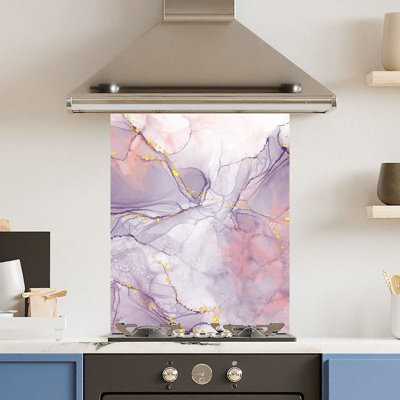 Choose Your Print Premium 60 X 75Cm Purple Cloud 6mm Glass Toughened Kitchen SplashbackHeat Resistant Polished Edges from B&Q