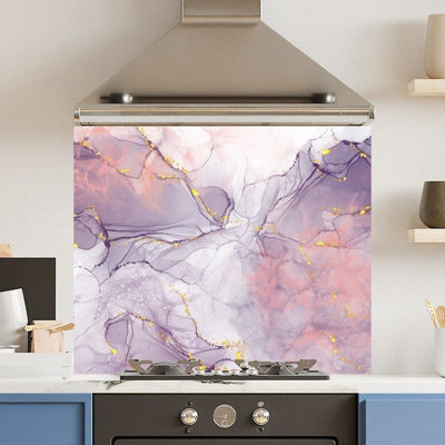 Choose Your Print Premium 90 X 75Cm Purple Cloud 6mm Glass Toughened Kitchen SplashbackHeat Resistant Polished Edges from B&Q