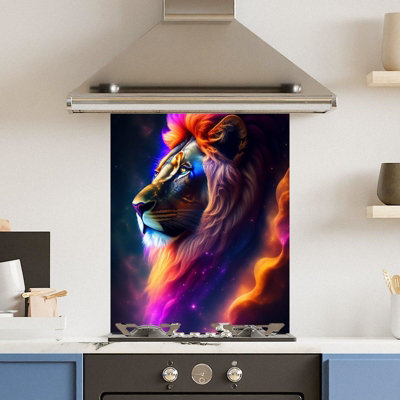 Choose Your Print Premium 60 X 75Cm Rainbow Lion 6mm Glass Toughened Kitchen SplashbackHeat Resistant Polished Edges from B&Q