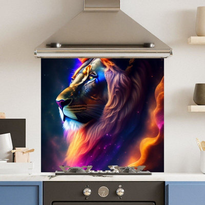 Choose Your Print Premium 70 X 65Cm Rainbow Lion 6mm Glass Toughened Kitchen SplashbackHeat Resistant Polished Edges from B&Q