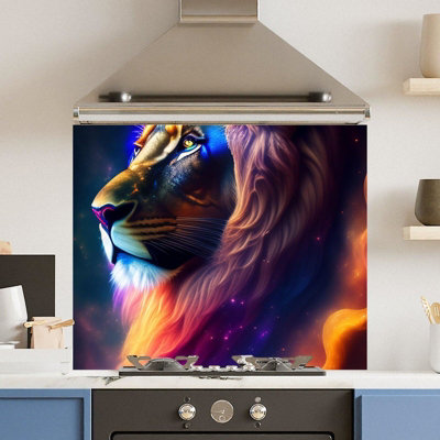 Choose Your Print Premium 90 X 65Cm Rainbow Lion 6mm Glass Toughened Kitchen SplashbackHeat Resistant Polished Edges from B&Q
