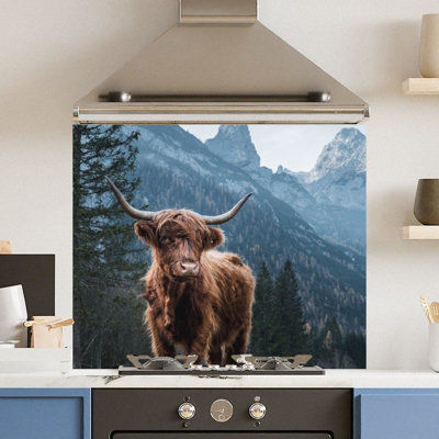 Choose Your Print Premium 90 X 65Cm Regal Cow 6mm Glass Toughened Kitchen SplashbackHeat Resistant Polished Edges from B&Q