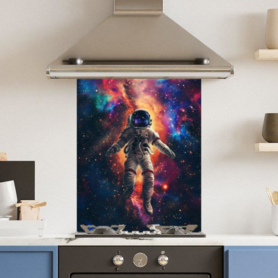 Choose Your Print Premium 60 X 75Cm Floating Space 6mm Glass Toughened Kitchen SplashbackHeat Resistant Polished Edges from B&Q