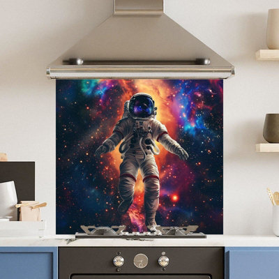 Choose Your Print Premium 70 X 65Cm Floating Space 6mm Glass Toughened Kitchen SplashbackHeat Resistant Polished Edges from B&Q