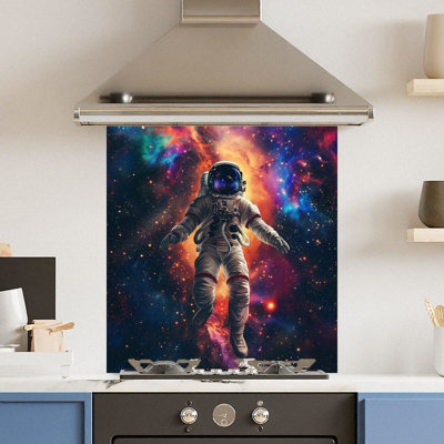 Choose Your Print Premium 70 X 75Cm Floating Space 6mm Glass Toughened Kitchen SplashbackHeat Resistant Polished Edges from B&Q