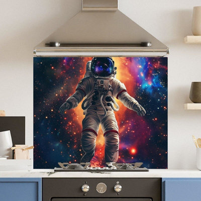 Choose Your Print Premium 90 X 65Cm Floating Space 6mm Glass Toughened Kitchen SplashbackHeat Resistant Polished Edges from B&Q