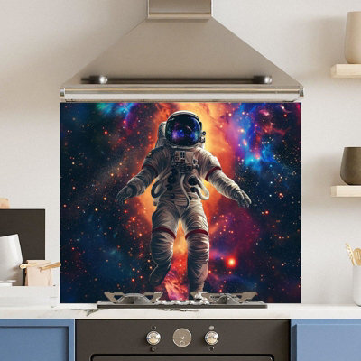 Choose Your Print Premium 90 X 75Cm Floating Space 6mm Glass Toughened Kitchen SplashbackHeat Resistant Polished Edges from B&Q