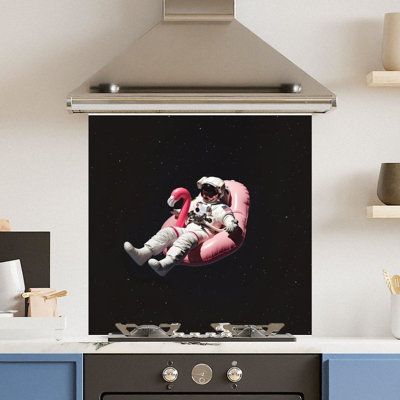 Choose Your Print Premium 60 X 60Cm Space Flamingo 6mm Glass Toughened Kitchen SplashbackHeat Resistant Polished Edges from B&Q