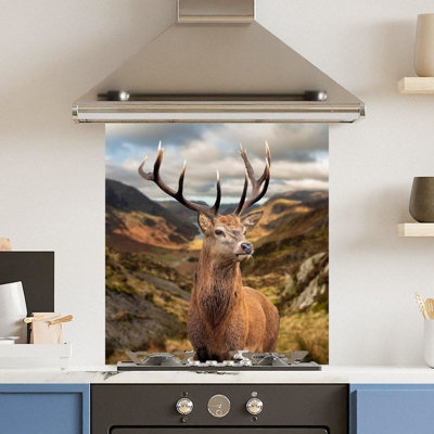 Choose Your Print Premium 60 X 65Cm Stunning Stag 6mm Glass Toughened Kitchen SplashbackHeat Resistant Polished Edges from B&Q