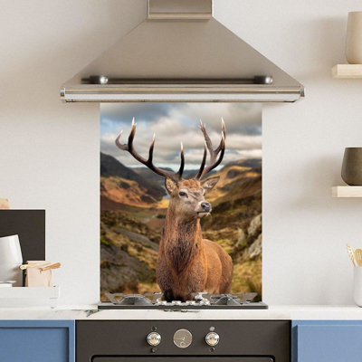 Choose Your Print Premium 60 X 75Cm Stunning Stag 6mm Glass Toughened Kitchen SplashbackHeat Resistant Polished Edges from B&Q