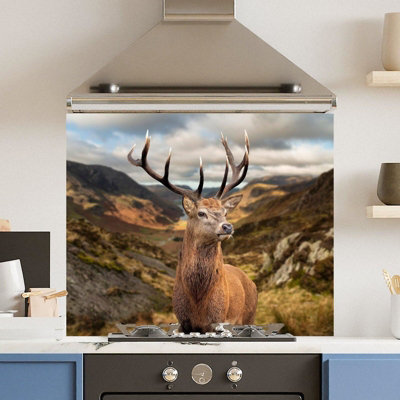Choose Your Print Premium 90 X 75Cm Stunning Stag 6mm Glass Toughened Kitchen SplashbackHeat Resistant Polished Edges from B&Q