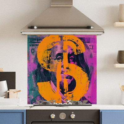 Choose Your Print Premium 60 X 60Cm Vibrant Dollar 6mm Glass Toughened Kitchen SplashbackHeat Resistant Polished Edges from B&Q