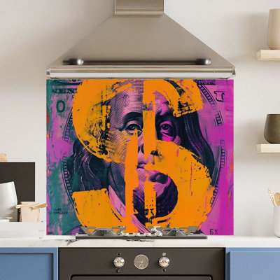 Choose Your Print Premium 90 X 75Cm Vibrant Dollar 6mm Glass Toughened Kitchen SplashbackHeat Resistant Polished Edges from B&Q