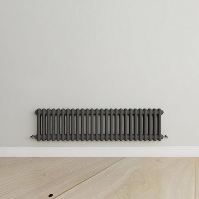 B&Q -  Horizontal Anthracite Double Column Radiator (H) 300mm X (W) 1190mm.