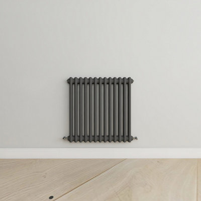 B&Q -  Horizontal Anthracite Double Column Radiator (H) 600mm X (W) 605mm.