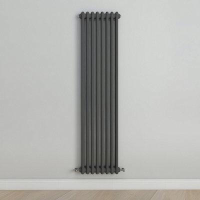 B&Q -  Vertical Anthracite Double Column Radiator (H) 1500mm X (W) 380mm.