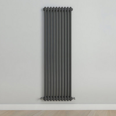 B&Q -  Vertical Anthracite Double Column Radiator (H) 1500mm X (W) 470mm.