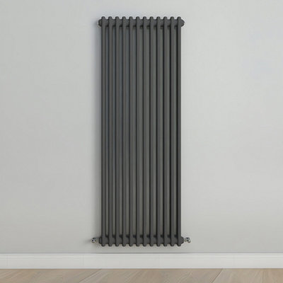 B&Q -  Vertical Anthracite Double Column Radiator (H) 1500mm X (W) 560mm.