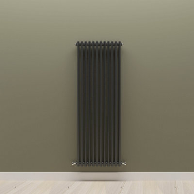 B&Q -  Vertical Black Double Column Radiator (H) 1500mm X (W) 560mm.
