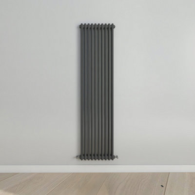 B&Q -  Vertical Anthracite Double Column Radiator (H) 1800mm X (W) 470mm.