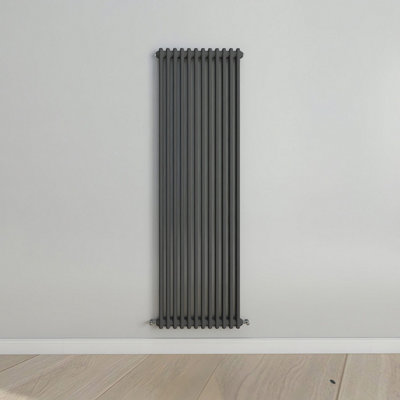 B&Q -  Vertical Anthracite Double Column Radiator (H) 1800mm X (W) 560mm.