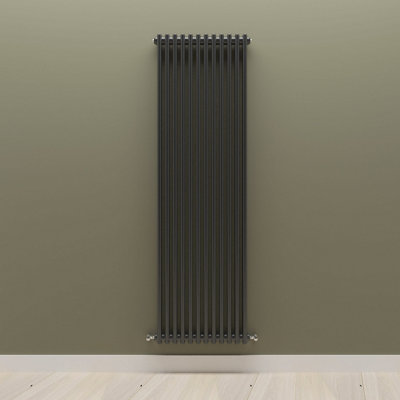 B&Q -  Vertical Black Double Column Radiator (H) 1800mm X (W) 560mm.