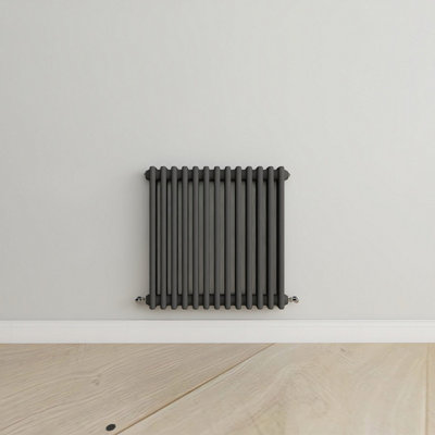 B&Q -  Horizontal Anthracite Triple Column Radiator (H) 600mm X (W) 605mm.